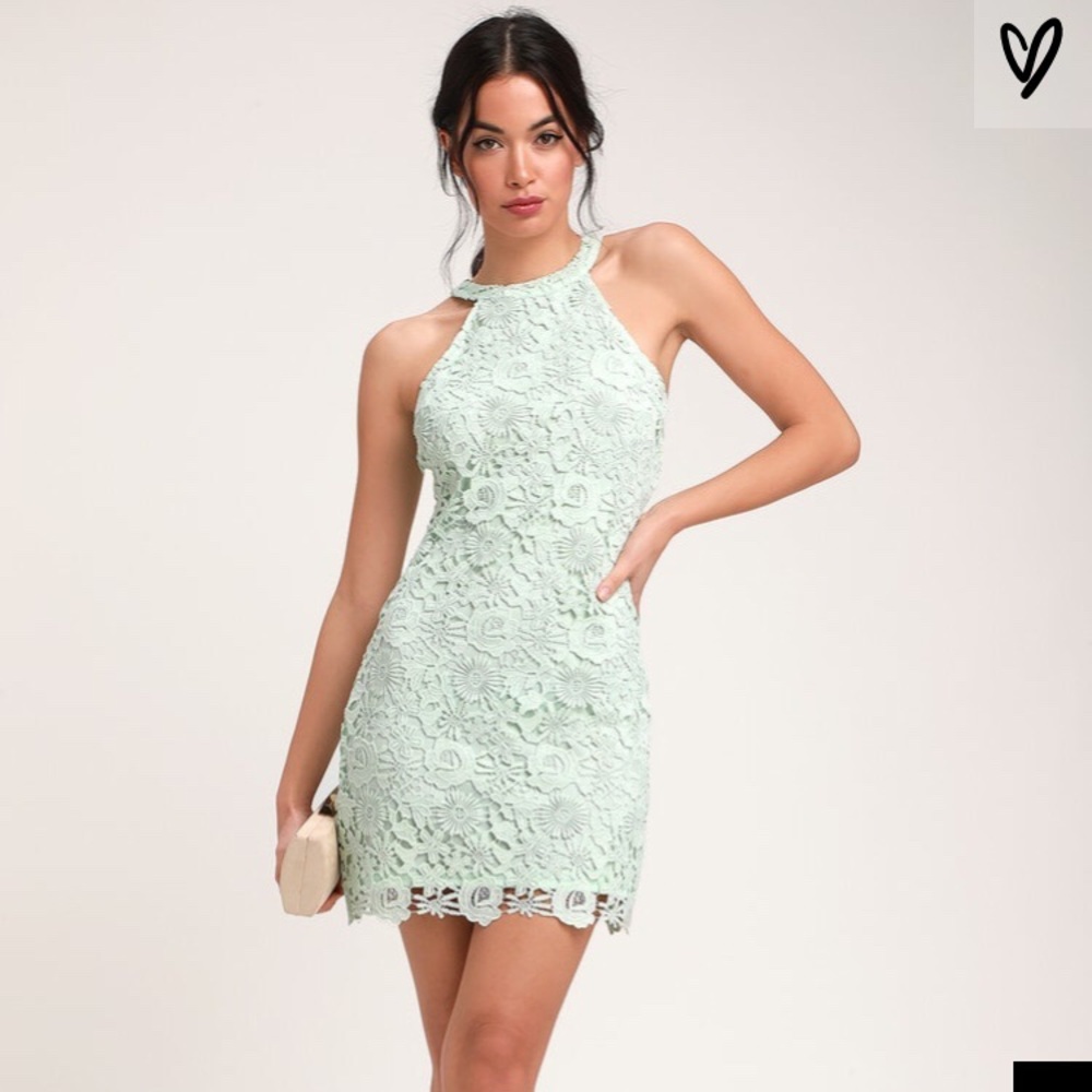 Lulu’s love poem mint green lace dress
